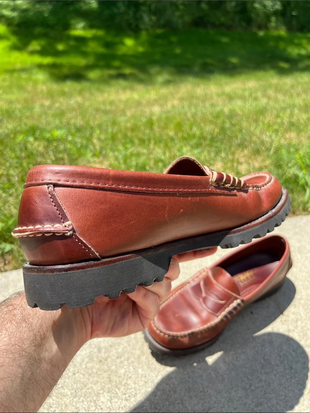 Men's 10 Brown Sewn Leather Penny Loafers Lasting Quality Materials Made in USA